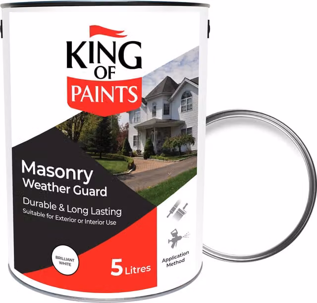 King of Paints Exterior Masonry Wall Paint, White, 5 l