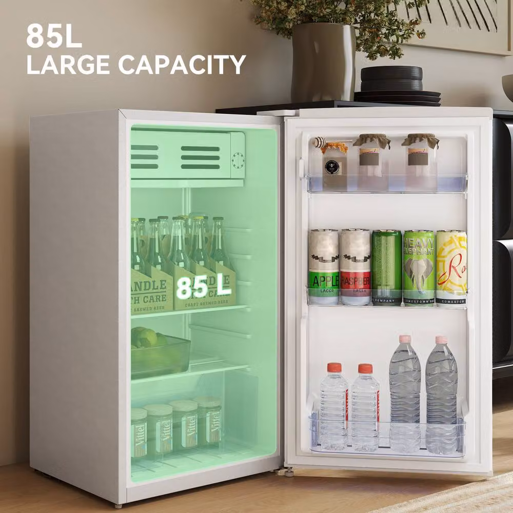 STILVORA Retro Fridge with Chiller Box, White, 85L – 4