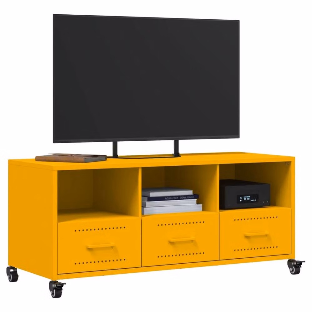 Berkfield Home Mustard Yellow Metal TV Cabinet W/D/H: 100.5 x 39 x 43.5 cm – 4