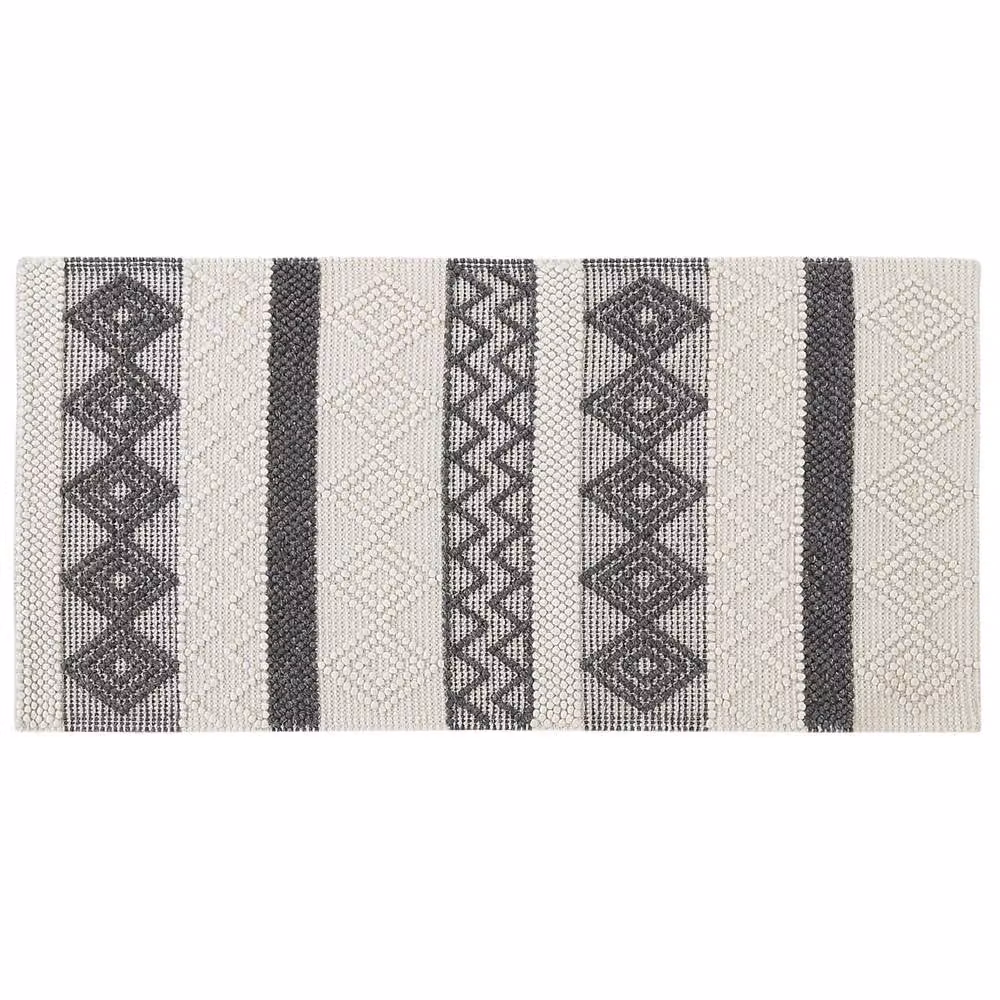 Wyld and Coco Handwoven Geometric Oriental Area Rug in Beige and Grey, W: 80 cm, L: 150 cm – 2