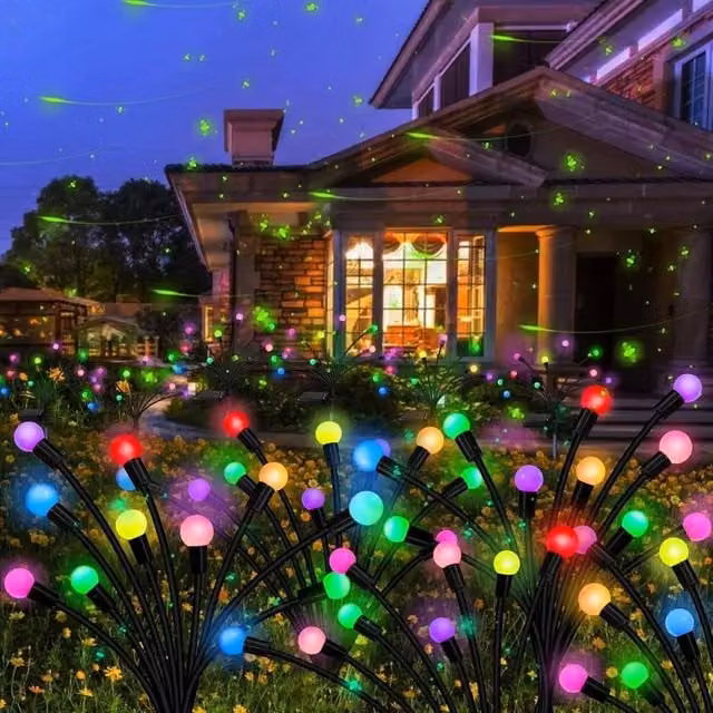 SPETLEK 2-Piece Solar Firefly Outdoor Garden Lights in Multicolour with Stainless Steel Ground Spikes – 1