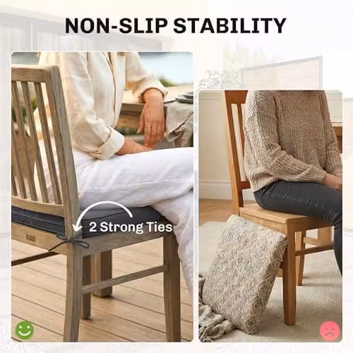Outsunny Set of 2 Square Outdoor Chair Seat Cushions in Grey, W/D/H: 40 x 40 x 7 cm – 5