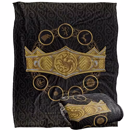 LOGOVISION House of the Dragon White Super Soft Fleece Throw Blanket, W: 152 cm, D: 127 cm – 1