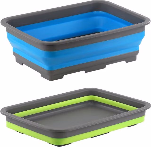 Geezy Foldable Washing Up Bowl, Blue, W/D/H: 37 x 12 x 12 cm
