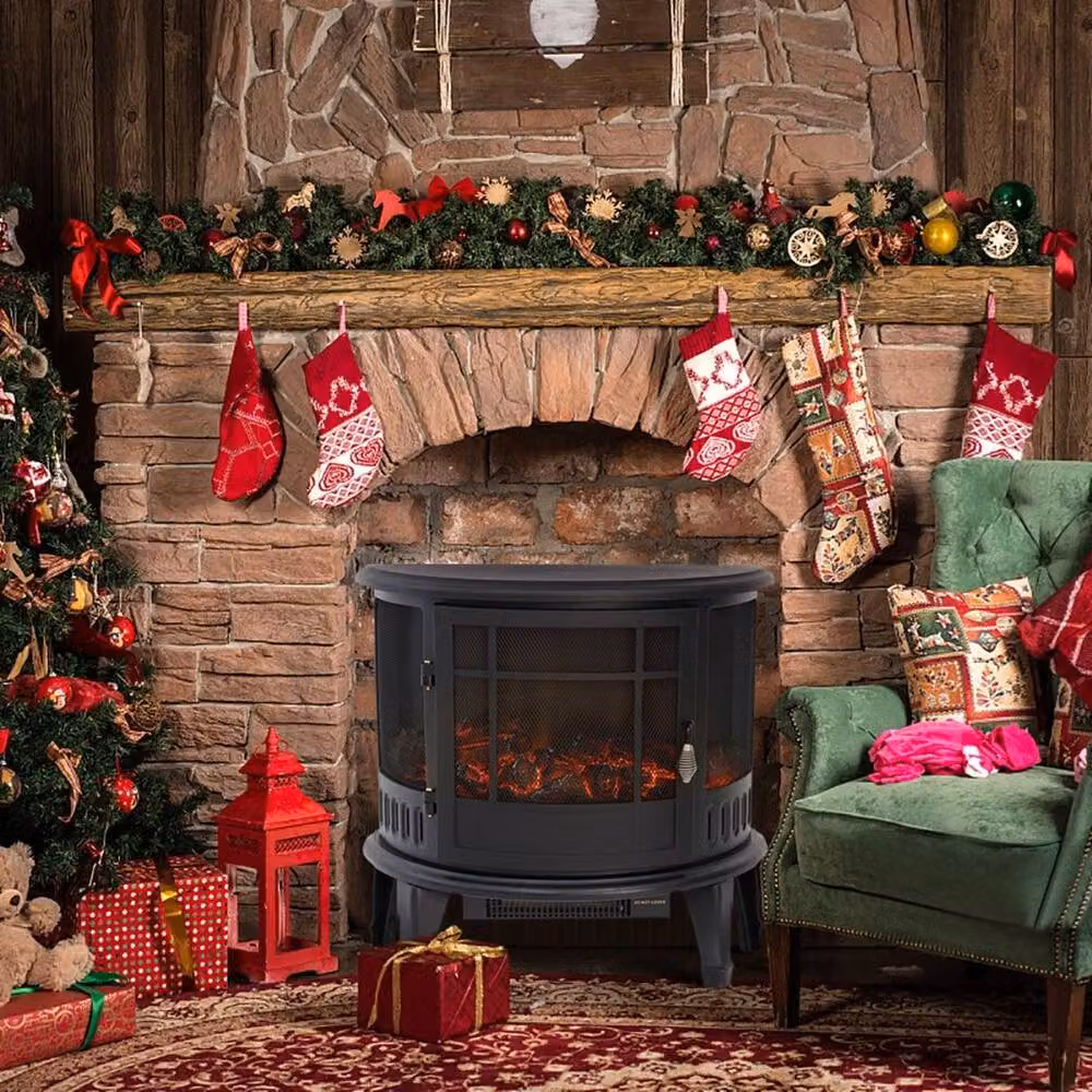 FORGEVIO Electric Log Burning Fireplace Heater in Black, W: 1000 cm, H: 56 cm, D: 52 cm – 4