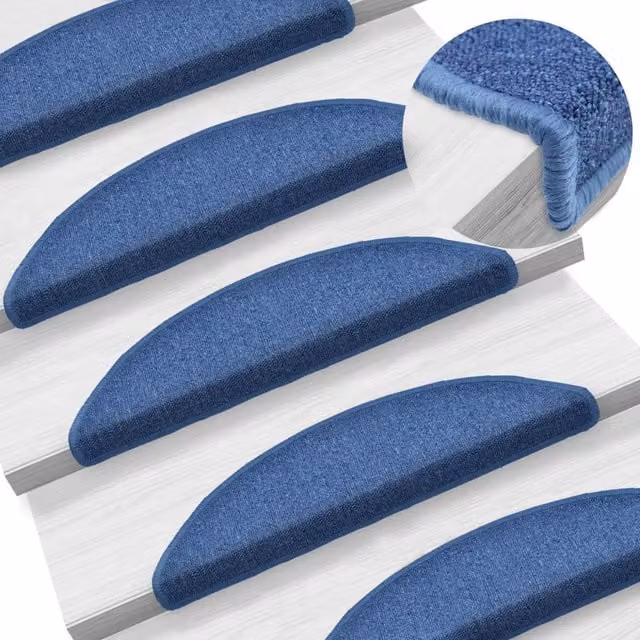 Berkfield Home Non-Slip Self-Adhesive Stair Mats, 10 Pack, Blue, W/D/H: 56 x 17 x 3 cm – 1