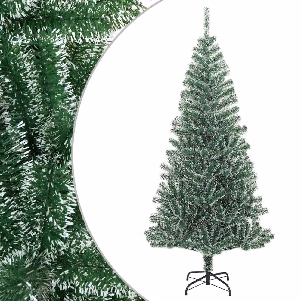Berkfield Home Beautiful Artificial Flocked Snow Christmas Tree in Green and White, Height: 240 cm – 2