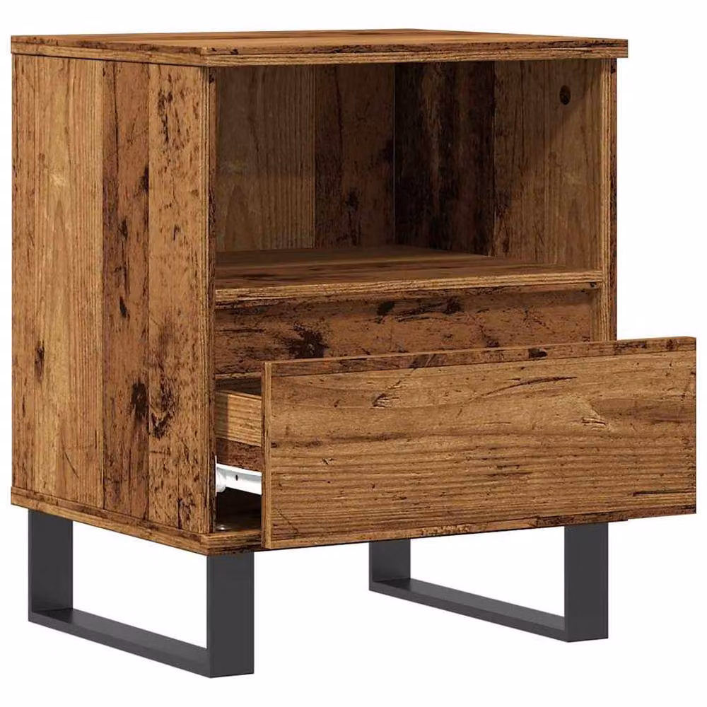 Berkfield Home Modern Bedside Cabinets, 2 Piece Set in Old Wood Brown, W/D/H: 40 x 35 x 50 cm – 5