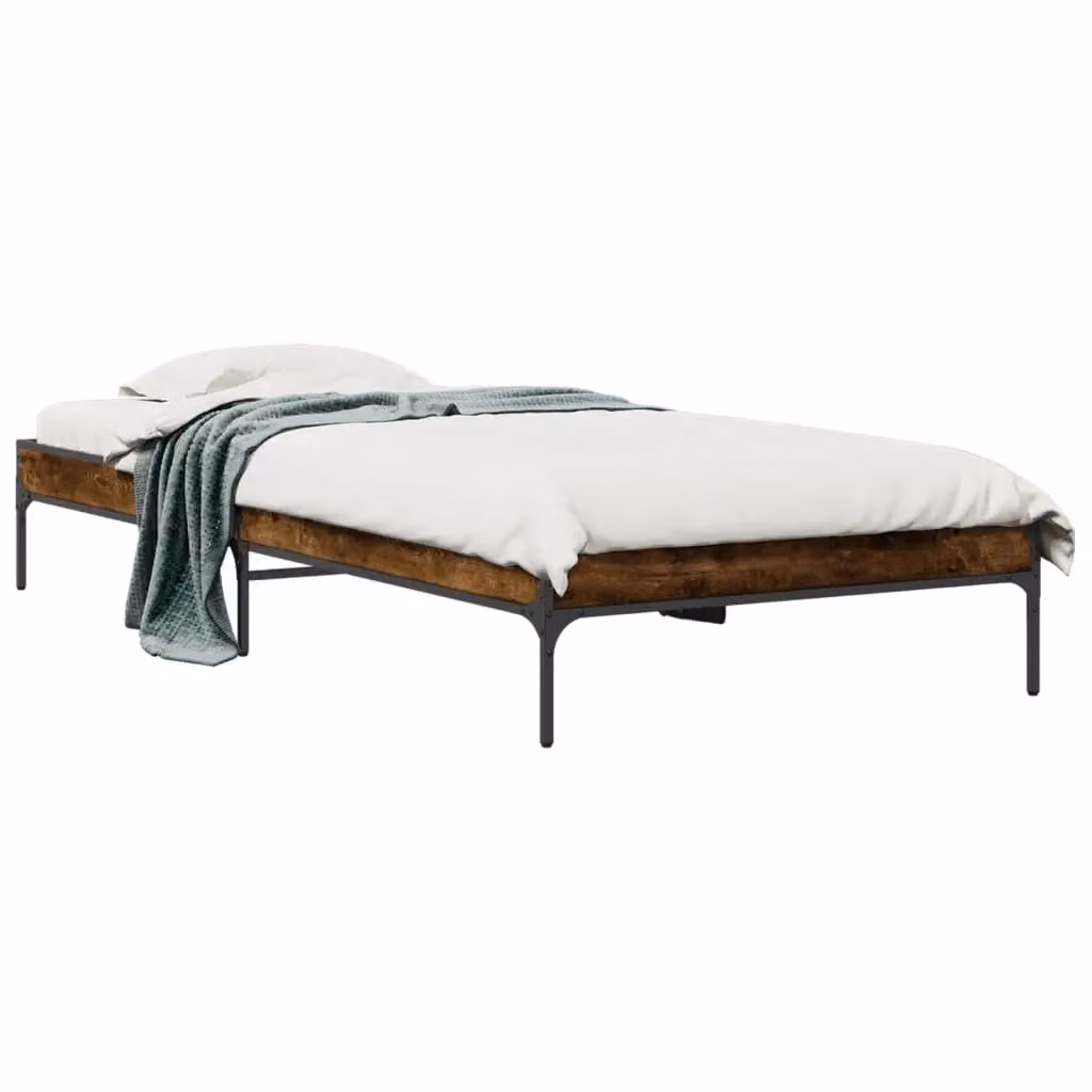 Berkfield Home Smoked Oak Bed Frame in Brown, W: 90 cm, L: 200 cm – 2