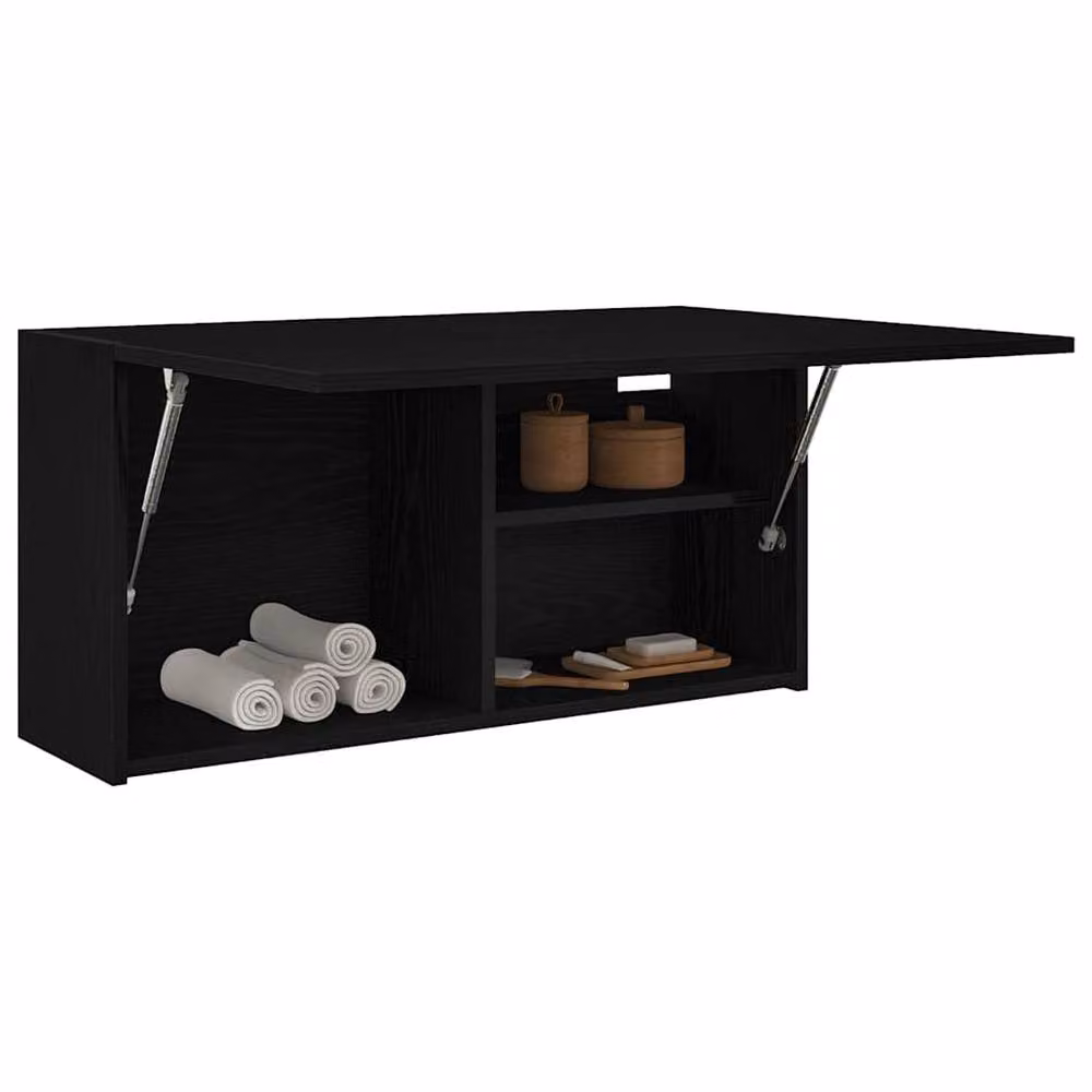 Berkfield Home Black Decorative Bathroom Wall Cabinet W: 80 cm, D: 25 cm, H: 40 cm – 3