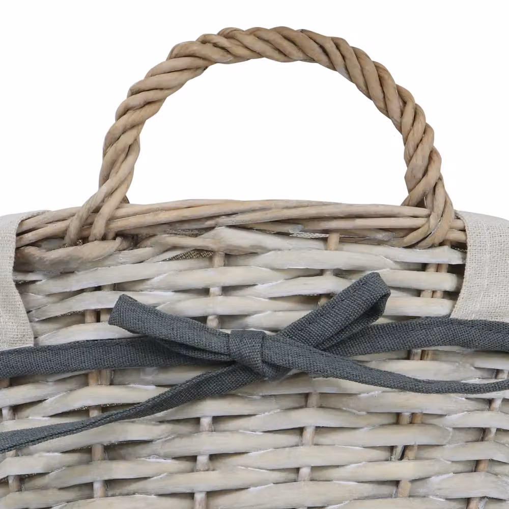 JVL Arianna Round Willow Open Weave Storage Basket, Grey – 2