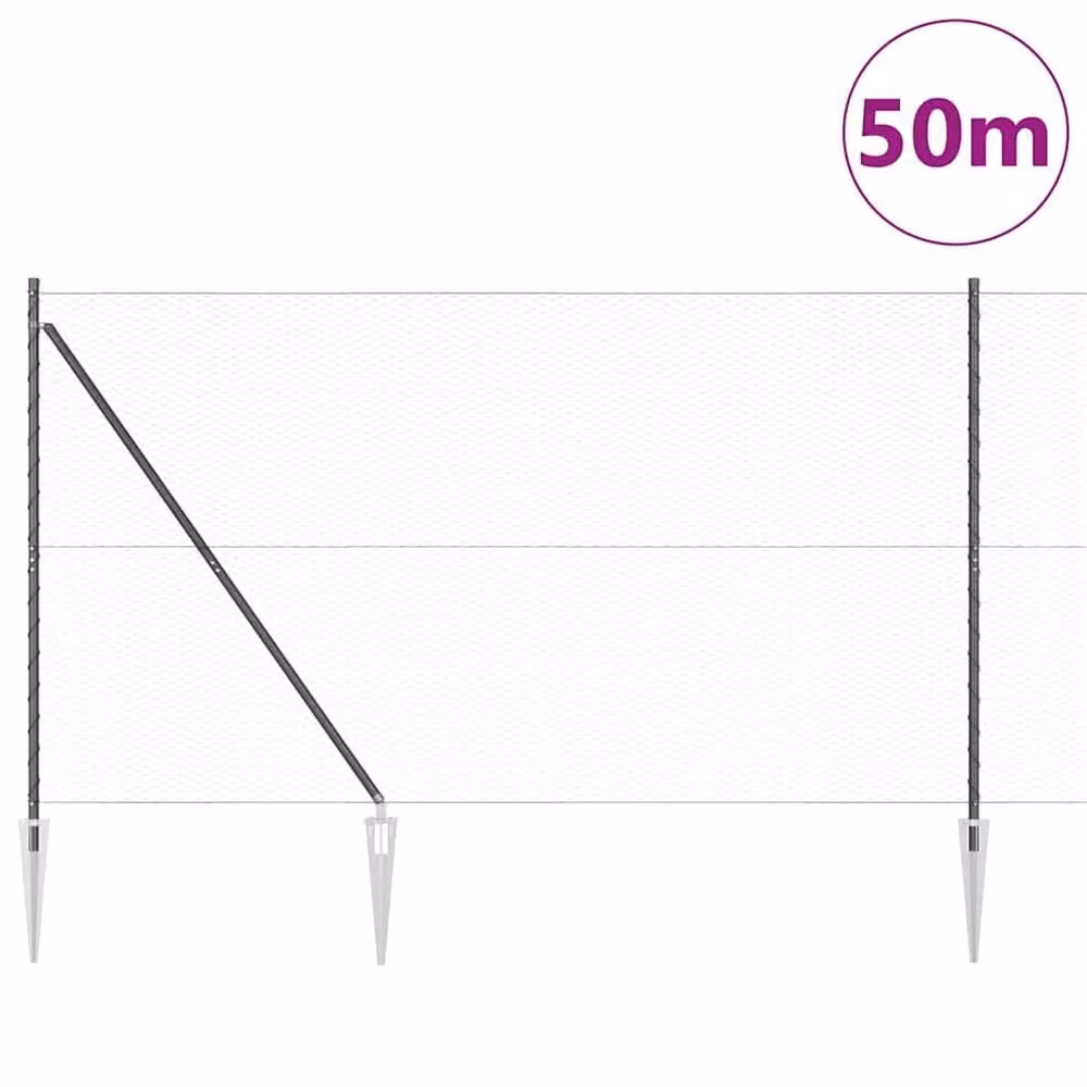 Berkfield Home Grey Powder-Coated Steel Hexagon Fence, H: 160 cm x L: 50 m – 2