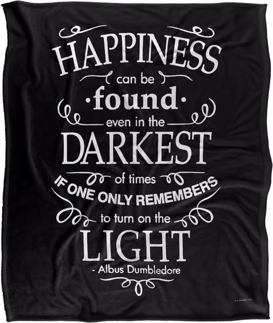Warner Brothers Harry Potter Happiness Soft Fleece Blanket in White and Multicolour, W: 152 cm, D: 127 cm – 6