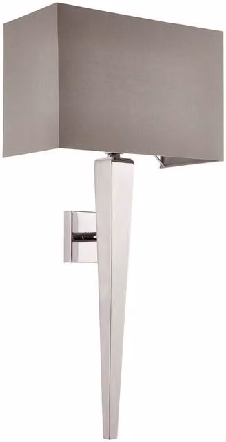 Loops Rectangular Dimmable LED Wall Light with Chrome and Grey Fabric Shade – 1
