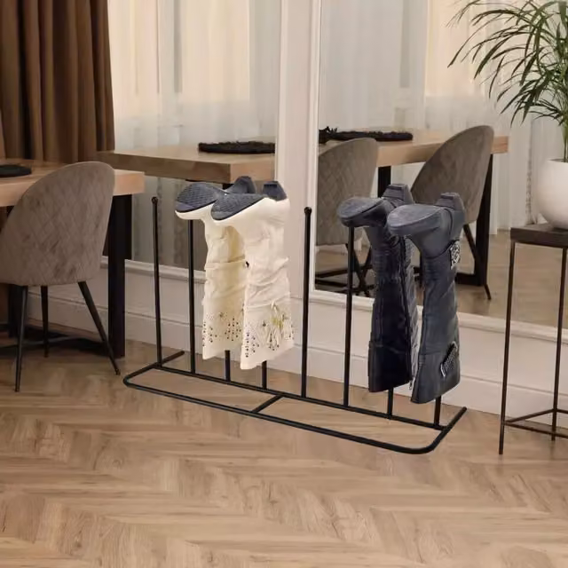 Marco Paul Black Metal Freestanding Boot Rack and Shoe Storage Stand