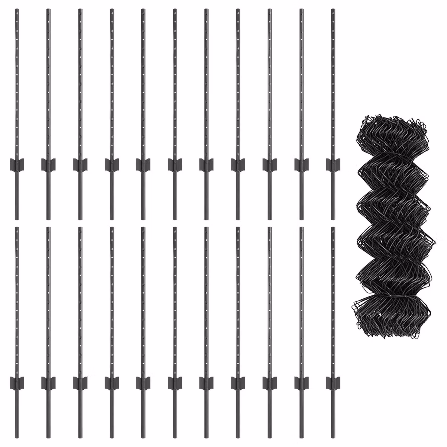 Berkfield Home Grey Steel Chain Link Fence with 22 U-Profile In-Ground Posts, 0.8 x 25 m – 2