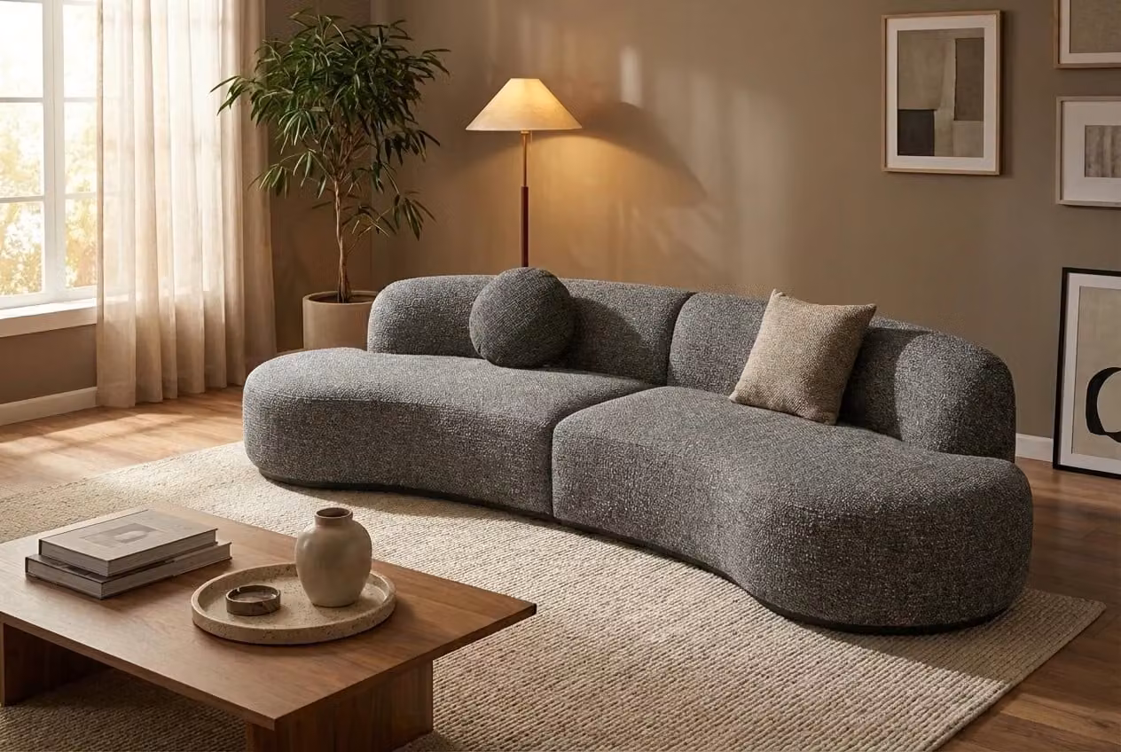 Araco Atelier Coco 4 Seater Upholstered Fabric Sofa in Grey