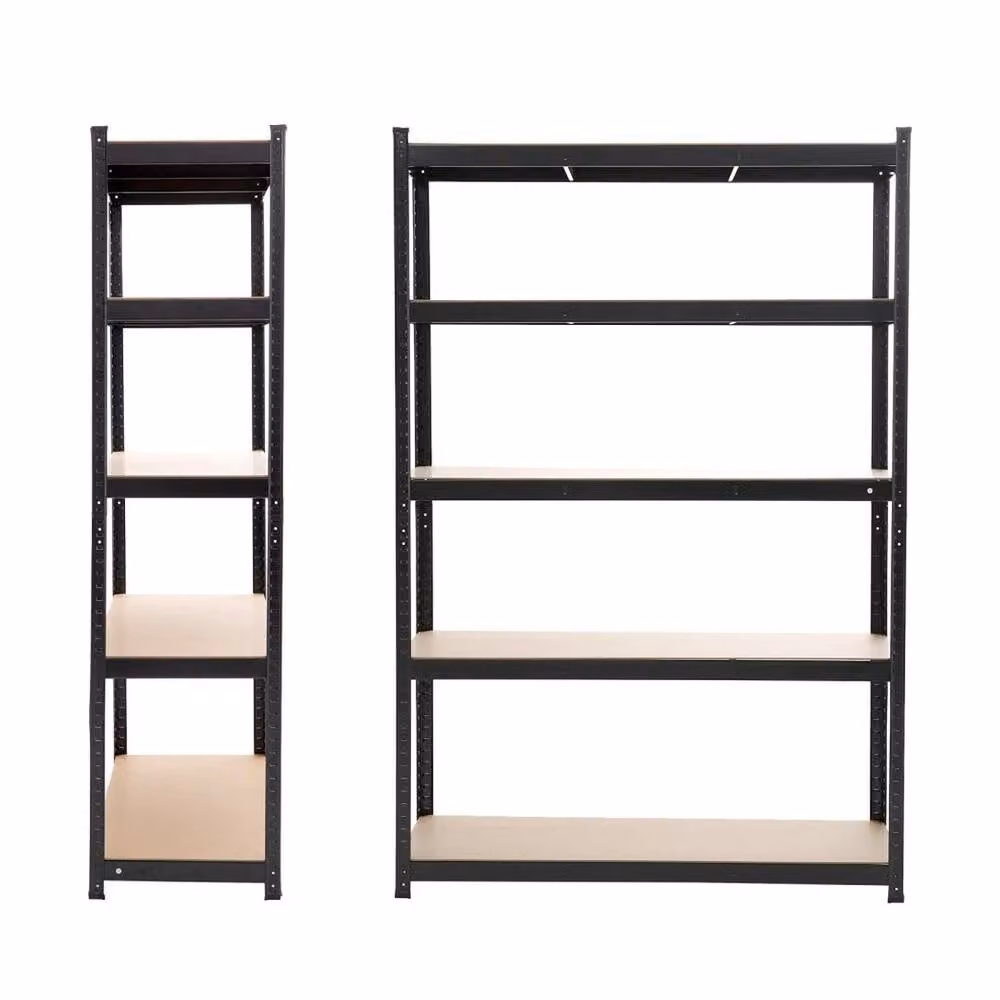 Hinsinc Black Metal and MDF Freestanding Shelving Unit with 5 Adjustable Shelves, W: 50 cm, D: 50 cm, H: 150 cm – 2