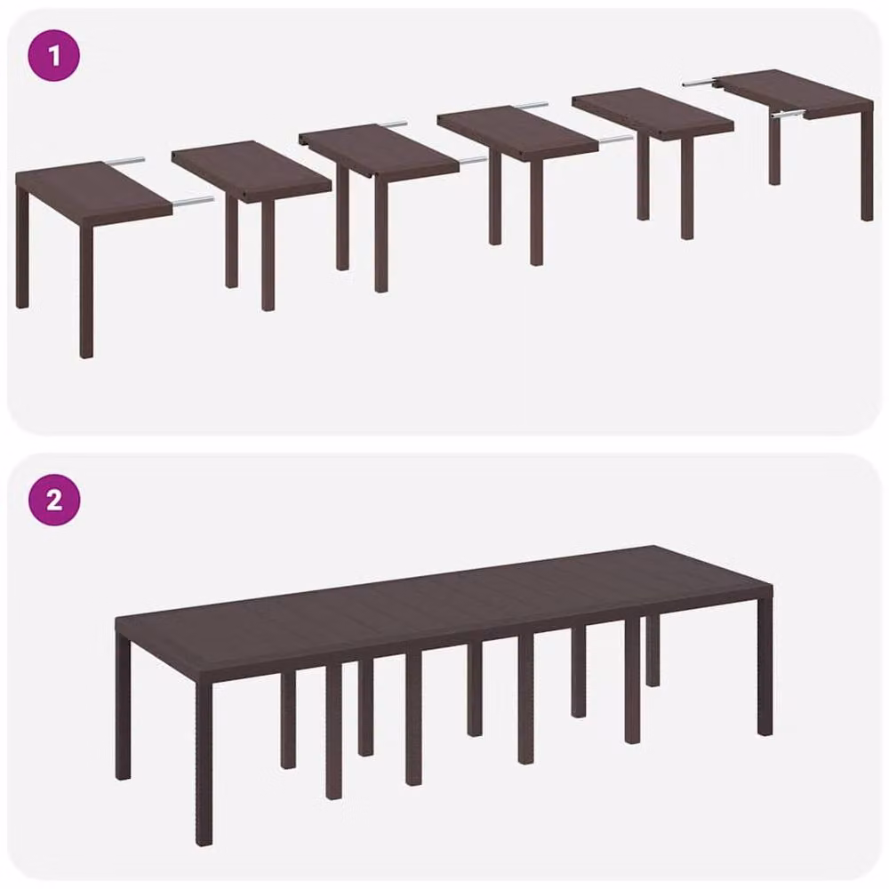 Berkfield Home Brown Poly Rattan Extendable Garden Table, W/D/H: 300 x 100 x 73 cm – 5