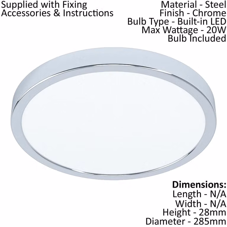 Loops Round LED Wall and Ceiling Flush Light in Chrome and White
