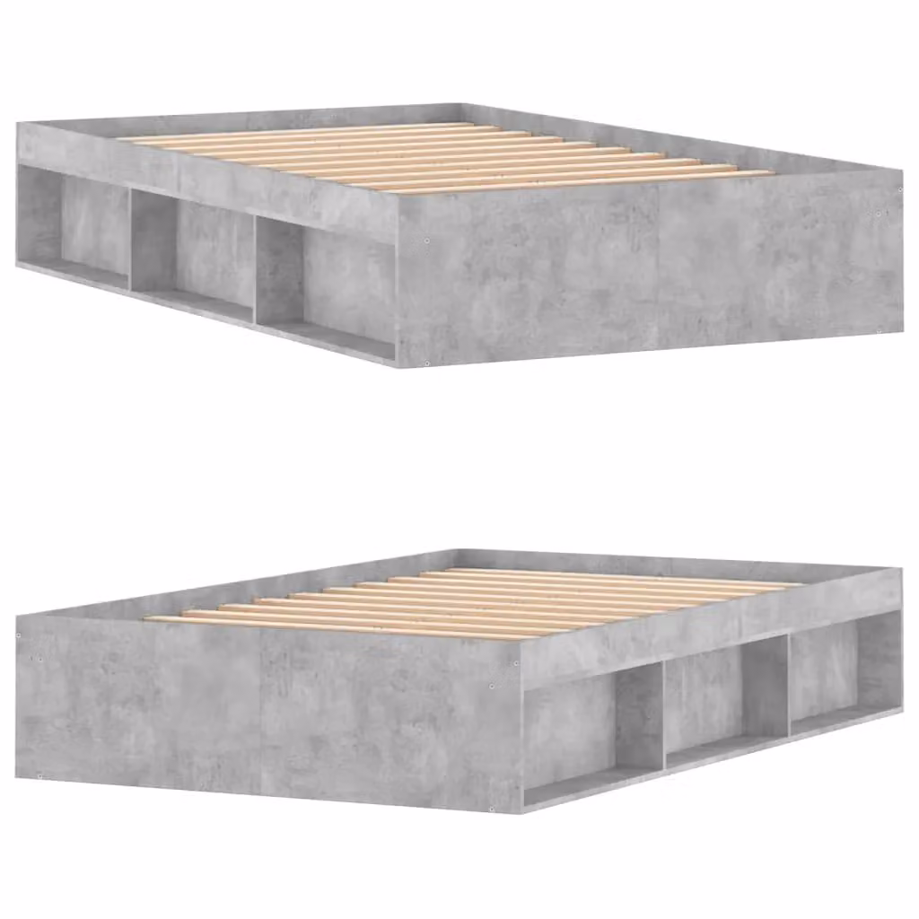 Berkfield Home Small Double Bed Frame in Concrete Grey, W: 120 cm, L: 190 cm – 3