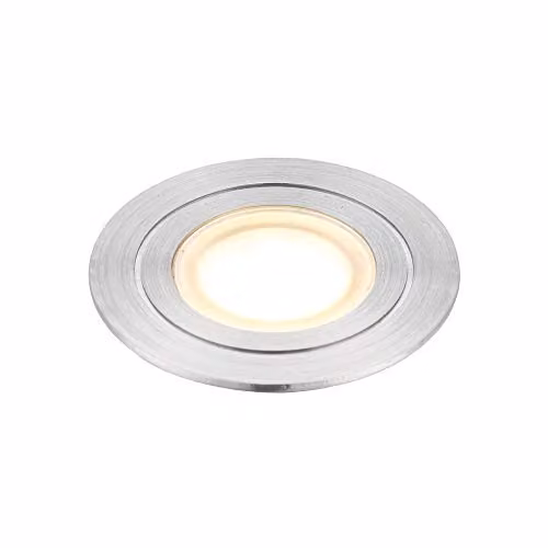 Netlighting Hayz Round Recessed LED Outdoor Coastal Light in Grey Stainless Steel IP67 Warm White
