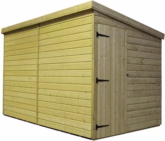 Empire Sheds Empire 2000 Green Pent Garden Wood Shed with Single Door on the Right Side