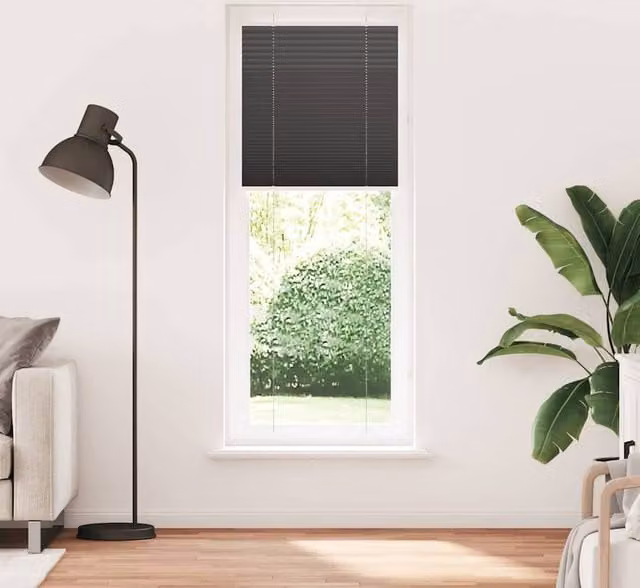 Berkfield Home Single Pleat Corded Blind in Black Polyester, W: 80 cm, H: 200 cm