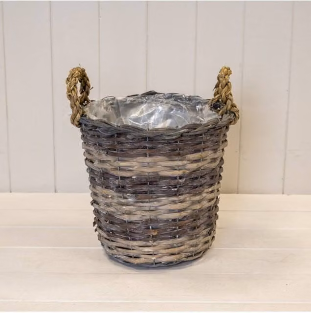 KDMD Sturdy Split Willow Round Basket with Handles, Brown
