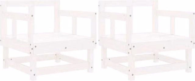 Berkfield Home Set of 2 Rustic White Solid Pine Wood Garden Chairs