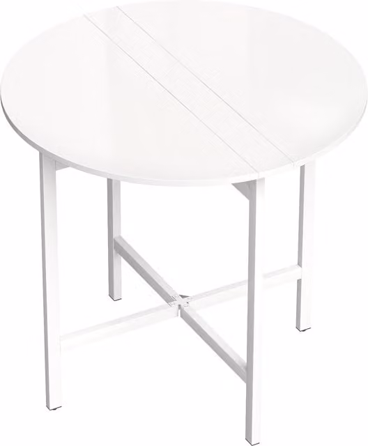 HOMCOM White Collapsible Drop Leaf Dining Table with Steel Frame and Butterfly Leaf Extension