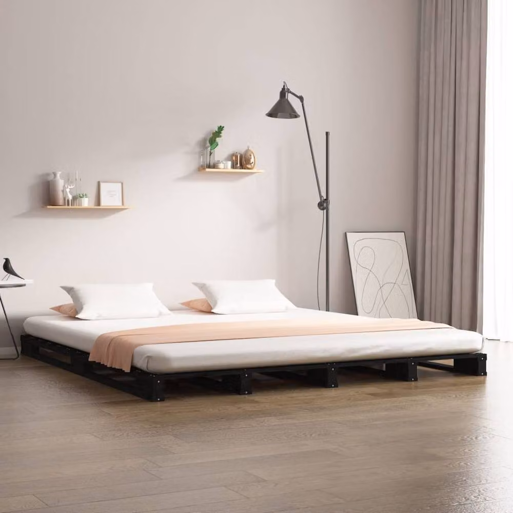 Berkfield Home Black Pine Wood Pallet Bed, W/D/H: 120 x 200 cm – 2