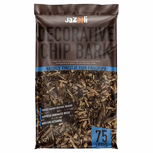 Jazooli Brown Pine and Spruce Bark Wood Chippings for Garden Mulch, 75 l