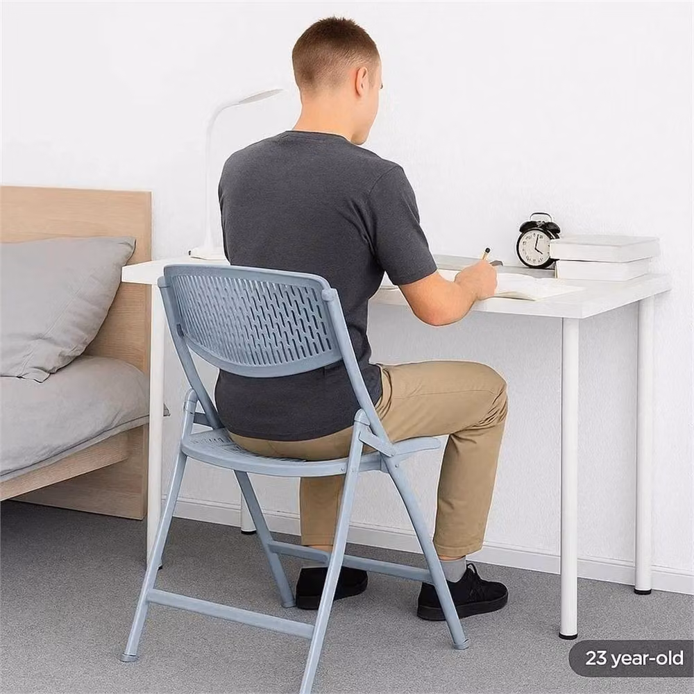 FLAVORA Grey Lightweight Folding Plastic Chair – 5