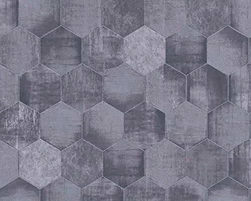 A.S. Création Geometric Modern Shimmer Wallpaper in Anthracite Grey