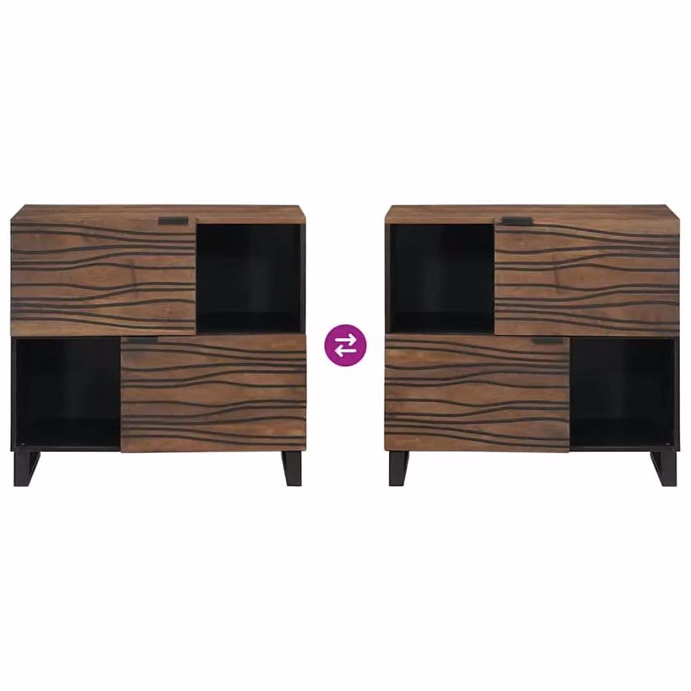 Berkfield Home Sideboard in Brown Solid Mango Wood, W/D/H: 80 x 33.5 x 75 cm – 5
