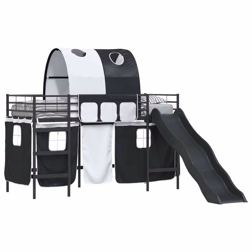 Berkfield Home Kids' Metal Loft Bed Frame in Black, W: 75 cm, L: 190 cm – 2