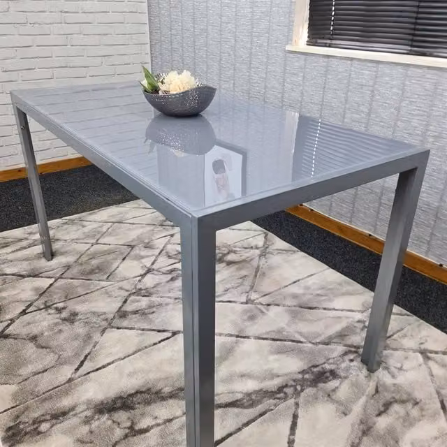 Kosy Koala Modern Rectangular Grey Glass Dining Table for 4 Seats, W/D/H: 120 x 70 x 75 cm – 1