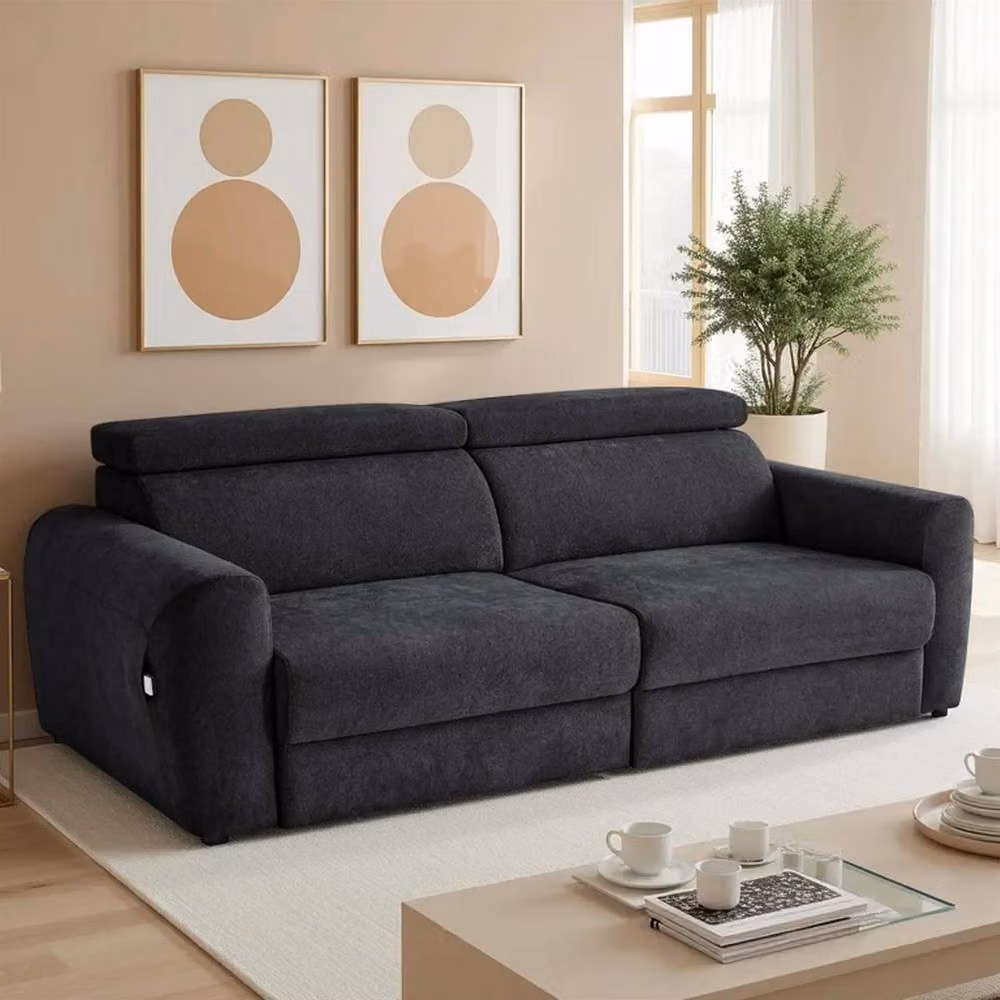Furnishings For Less UK Dawson Black 3 Seater Electric Sofa Bed with Power Sliding Seats and Adjustable Headrests – 2