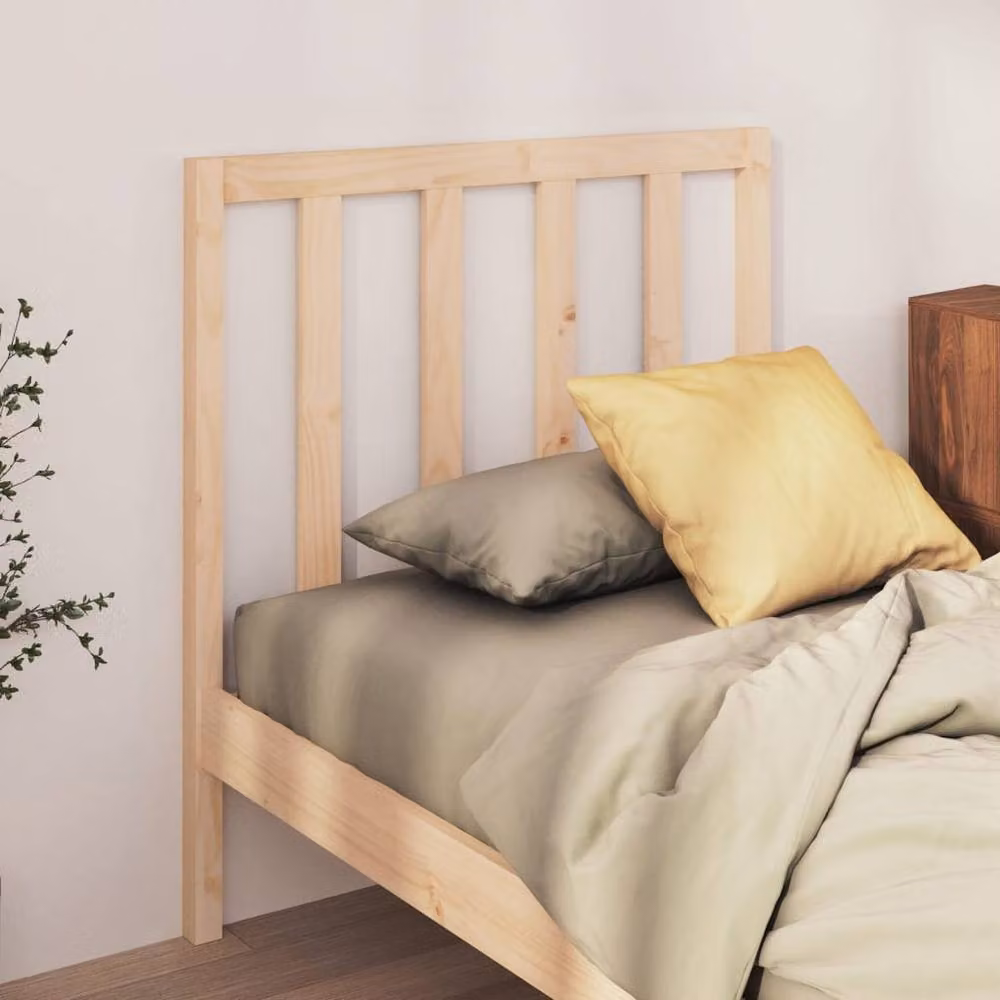 Berkfield Home Rustic Solid Pine Bed Headboard in Natural Sand/Beige, W/D/H: 100 x 4 x 81 cm – 2
