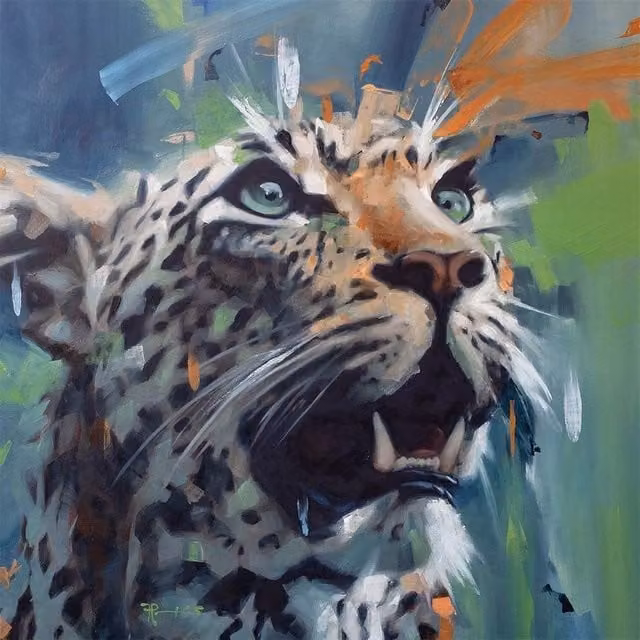 Frank Pretorius Leopard Canvas Print in Mid Blue