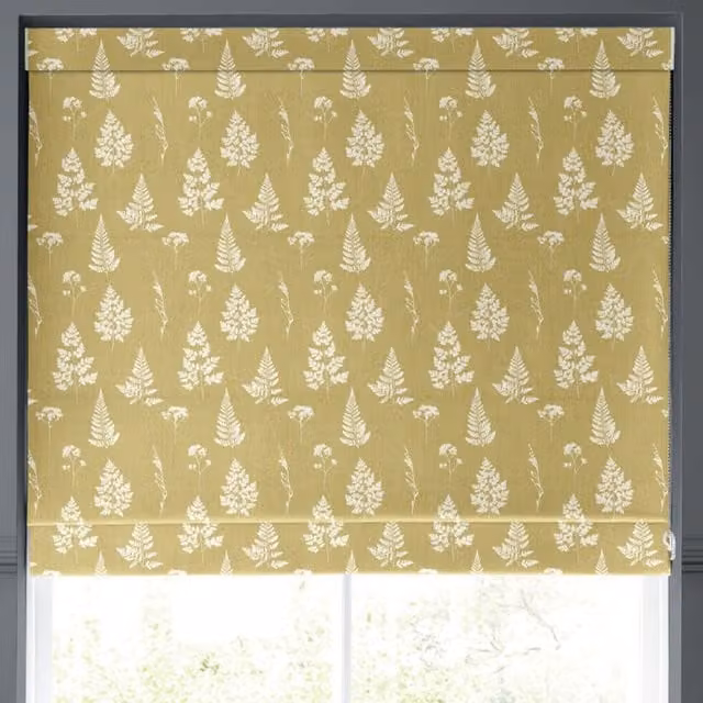 Emily Bond Tynesfield Made to Measure Blackout Roman Blind in Yellow Floral Pattern