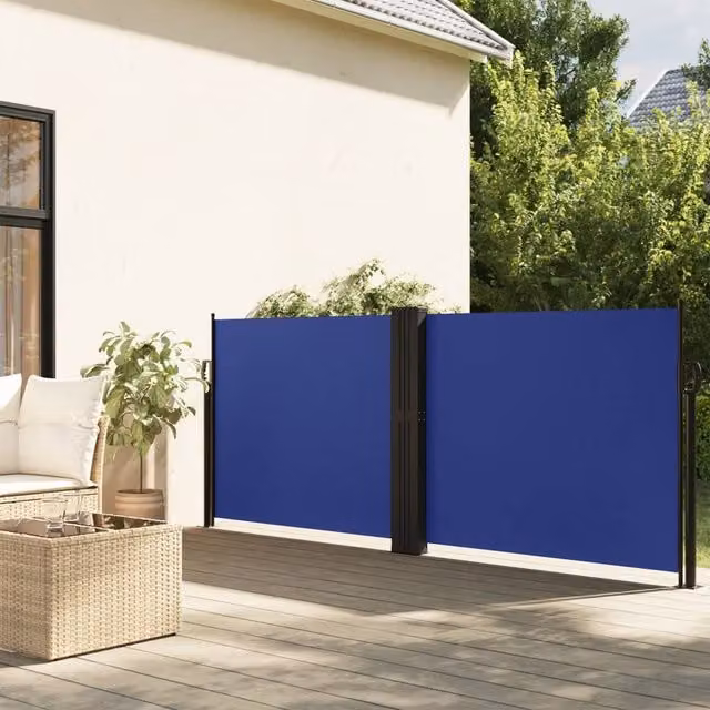 Berkfield Home Retractable Single Side Awning in Blue, W/D/H: 1200 x 140 x 140 cm