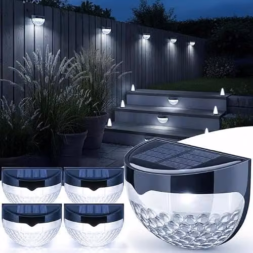 GloBrite Solar Garden Lights, Pack of 4 Waterproof Black Outdoor Night Lights with Dusk to Dawn Sensor for Path, Terrace and Stairs – 1