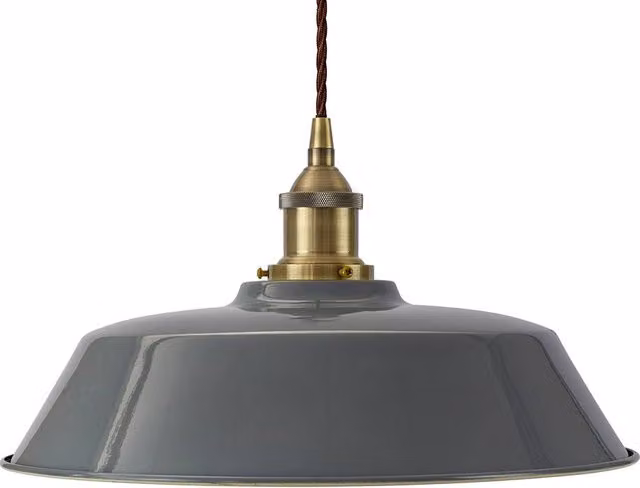 SE Home Chancery Pendant Light in French Grey and Antique Brass with Brown Twisted Details – 1