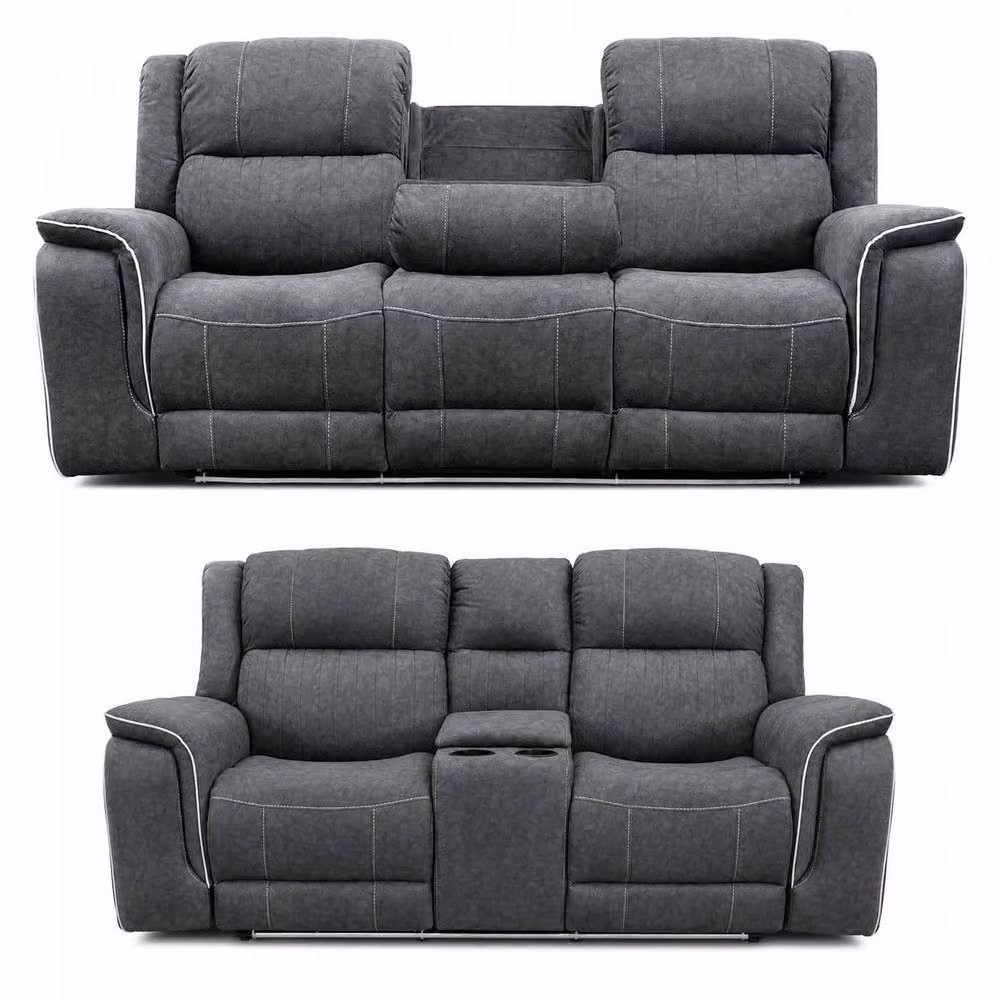 Furnishings For Less UK Anna Grey Fabric Electric Reclining Sofa Suite with USB Charging and Cup Holders – 3