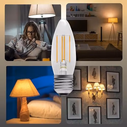 BELL Lighting E27 Dimmable LED Filament Candle Bulbs, Warm White, 4.5W, Pack of 6 – 3