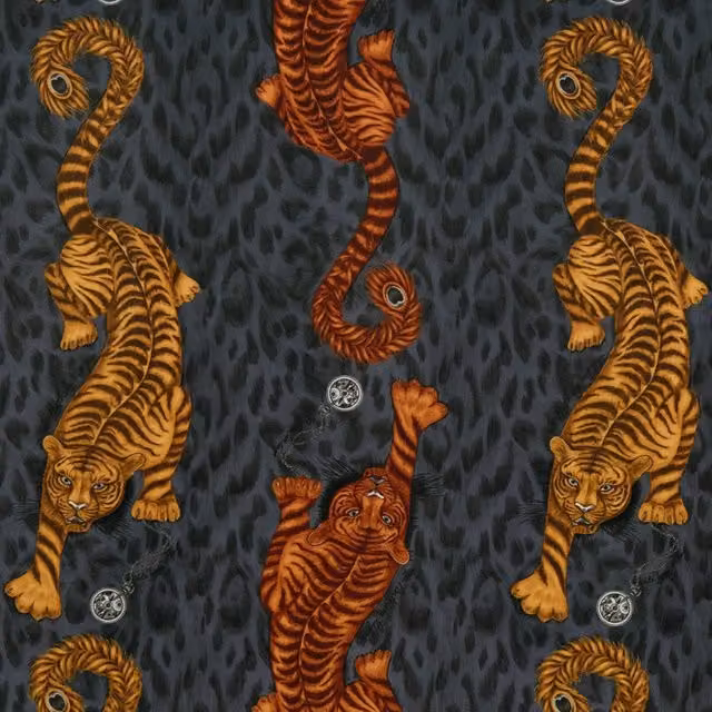 Emma Shipley Tigris Flame Velvet Fabric Multicolour Graphic Design Cushion