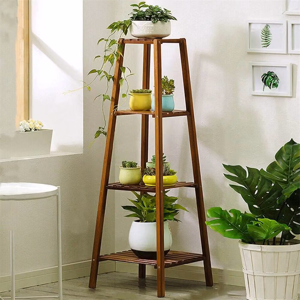 NESTLUNE 4-Tier Tall Bamboo Plant Stand Pot Holder Shelf, Brown – 2