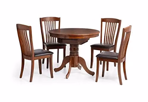 Julian Bowen Canterbury Extendable Round to Oval Dining Table in Brown, H76 x W120 x D90 cm